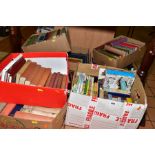 EIGHT BOXES OF BOOKS, including Rupert annuals, novels, history, Giles, etc (eight boxes)