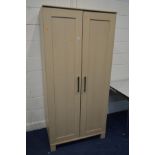 A MODERN BEECH DOUBLE DOOR WARDROBE, width 90cm x 58cm x height 190cm