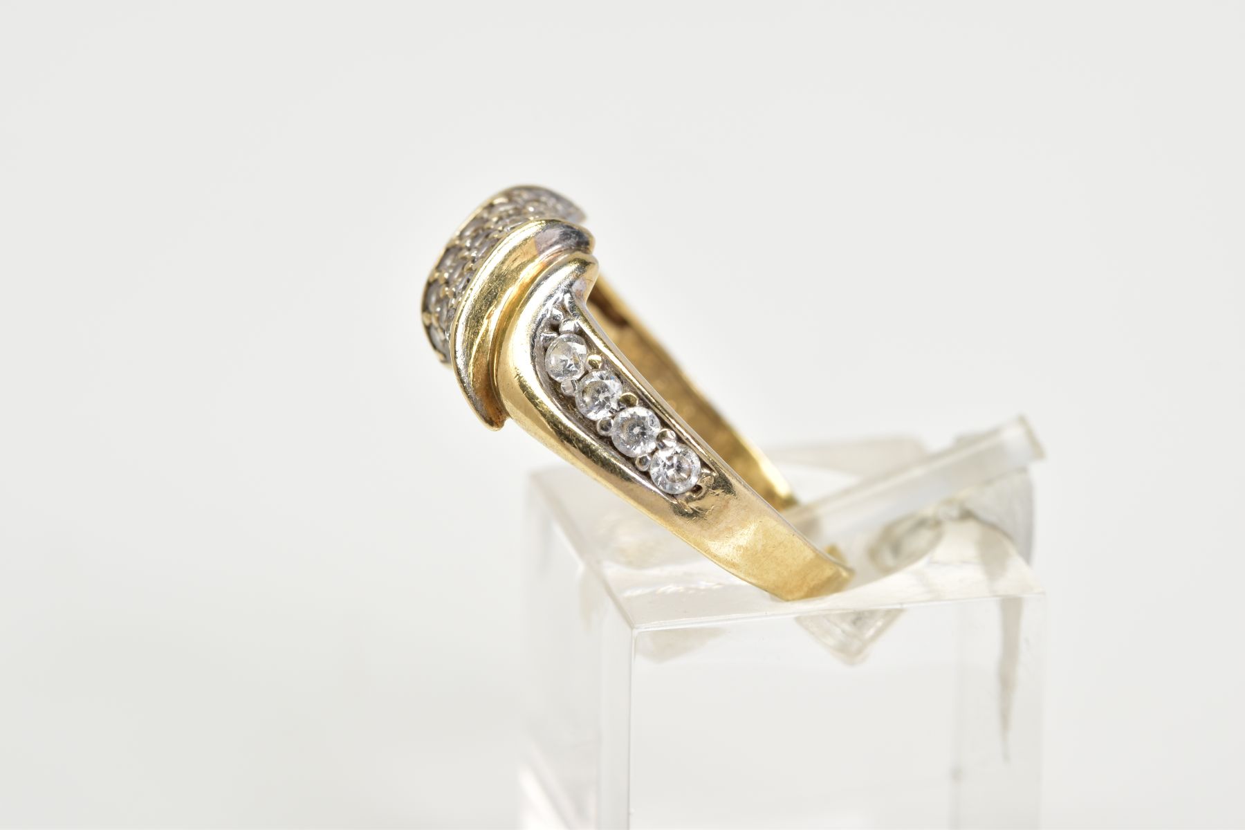 A 9CT GOLD DIAMOND RING, designed with an asymmetrical panel set with round brilliant cut - Image 2 of 3