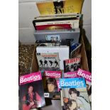 A BOX OF 'THE BEATLES' BOOKS, LP'S, etc, including Twist and Shout single, twenty six 1980's The