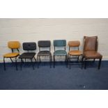 SIX VARIOUS MODERN DINING CHAIRS, of various colours and styles