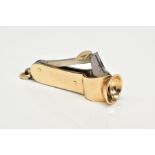 A YELLOW METAL CIGAR CUTTER, plain design, length approximately 50mm, with an Austro Hungarian