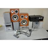 THREE MODERN MICRO HI FI'S AND A VINTAGE NATIONAL PANASONIC 612 TAPE PLAYER (untested) including a