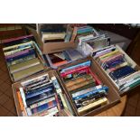 SEVEN BOXES OF BOOKS, subjects include interior decorating and design, dress making, country