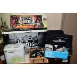 A MICROSOFT XBOX 360 GAMES CONSOLE-60GB, together with Beatles Rock Band, Guitar Hero III,