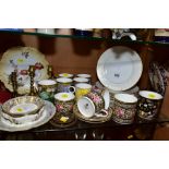 A GROUP OF CERAMICS, BOOKS AND BRASS CANDLESTICKS, including Waterford porcelain 'Crosshaven'