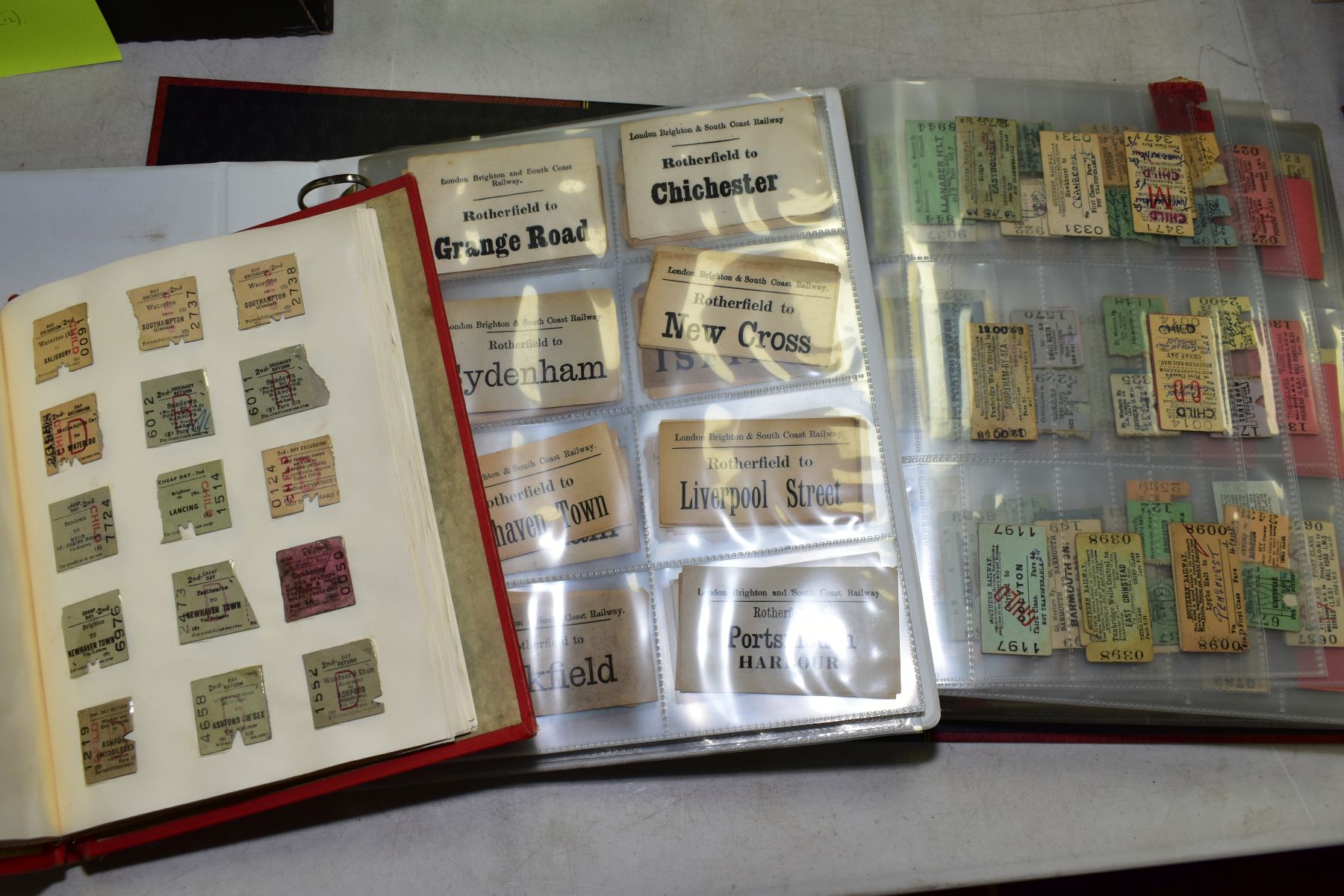 A COLLECTION OF ASSORTED RAILWAY TICKETS AND LABELS, card tickets from L.M.S., G.W.R, S.R, L.N.E.R