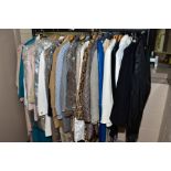 A RAIL OF LADIES COATS, JACKETS AND SUITS ETC, including Zara Woman, Max Mara, Elegance, suede