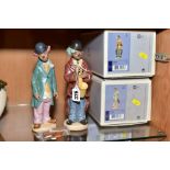 TWO BOXED LLADRO GRES CLOWNS, 'Sad Sax' No.2327 and 'Circus Sam' No.2328 (violin loose and