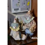 TWO BOXED LLADRO CLOWNS, 'Having a Ball' No.5813 and 'Tired Friend' No.5812 both designed by Antonio