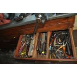 THE CONTENTS OF A DRAWER FULL OF ENGINEERING AND ELECTRICAL TOOL, including files, wire cutter,