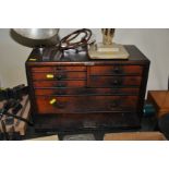 AN EMIR VINTAGE ENGINEERS CHEST SEVEN DRAWERS, containing reamers, taps, dies, micrometers and other