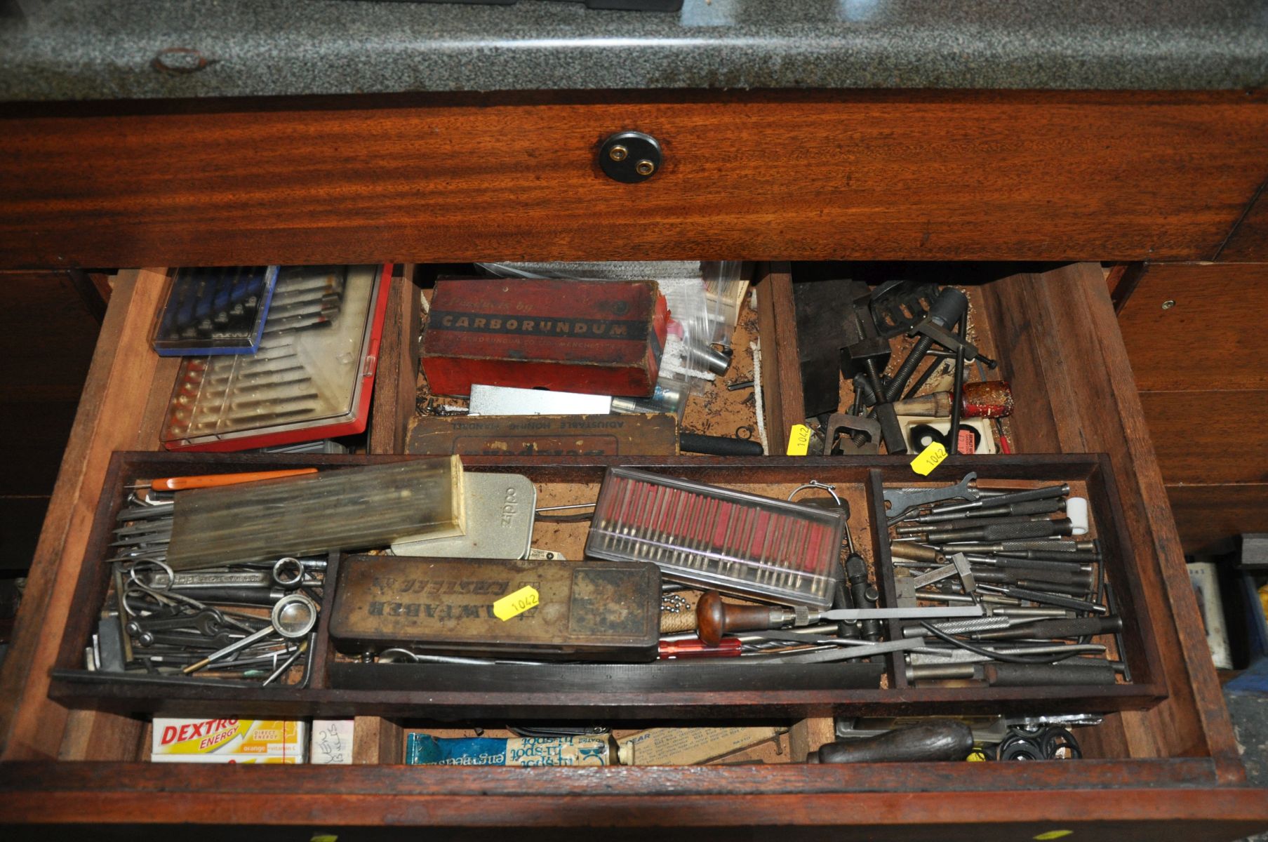 THE CONTENTS OF ONE DRAWER, containing a quantity of engineers tools including punches, drifts,