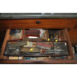 THE CONTENTS OF ONE DRAWER, containing a quantity of engineers tools including punches, drifts,