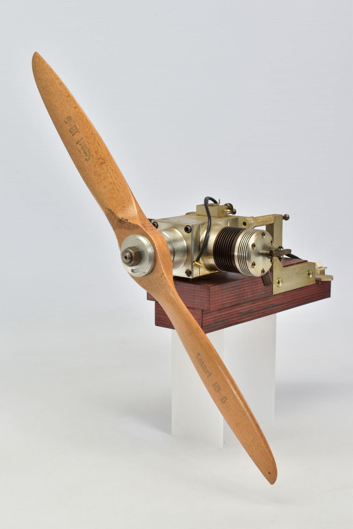 A HANDBUILT MODEL HORIZONTAL TWIN CYLINDER AIRCRAFT ENGINE, not tested, constructed and finished