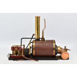 A HANDBUILT MODEL VERTICAL TWIN CYLINDER LIVE STEAM MARINE ENGINE, not tested, spirit gas fired