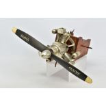 A HANDBUILT MODEL THREE CYLINDER RADIAL AIRCRAFT ENGINE, not tested, constructed and finished to a