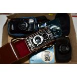THREE CAMERA'S, comprising a Rollercord V6 with instructions, an Olympus AZ-210 with carry case