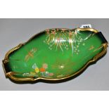 A CARLTON WARE VERT ROYALE SHAPED OVAL DISH, enamelled with spider in cobweb Autumnal scene, gilt