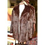 A SHORT DARK BROWN SQUIRREL FUR JACKET, approximate width 56cm (underarm to underarm) and