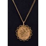 A FULL SOVEREIGN PENDANT, George V dated 1911 in a later pendant mount tested as 9ct gold,
