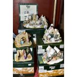 FIVE BOXED LILLIPUT LANE SCULPTURES, comprising limited edition 'Midnight Carols' No 2543 with