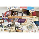 A LARGE BOX OF COINS AND COIN COVERS, to include a Turner Medallic first day cover by John