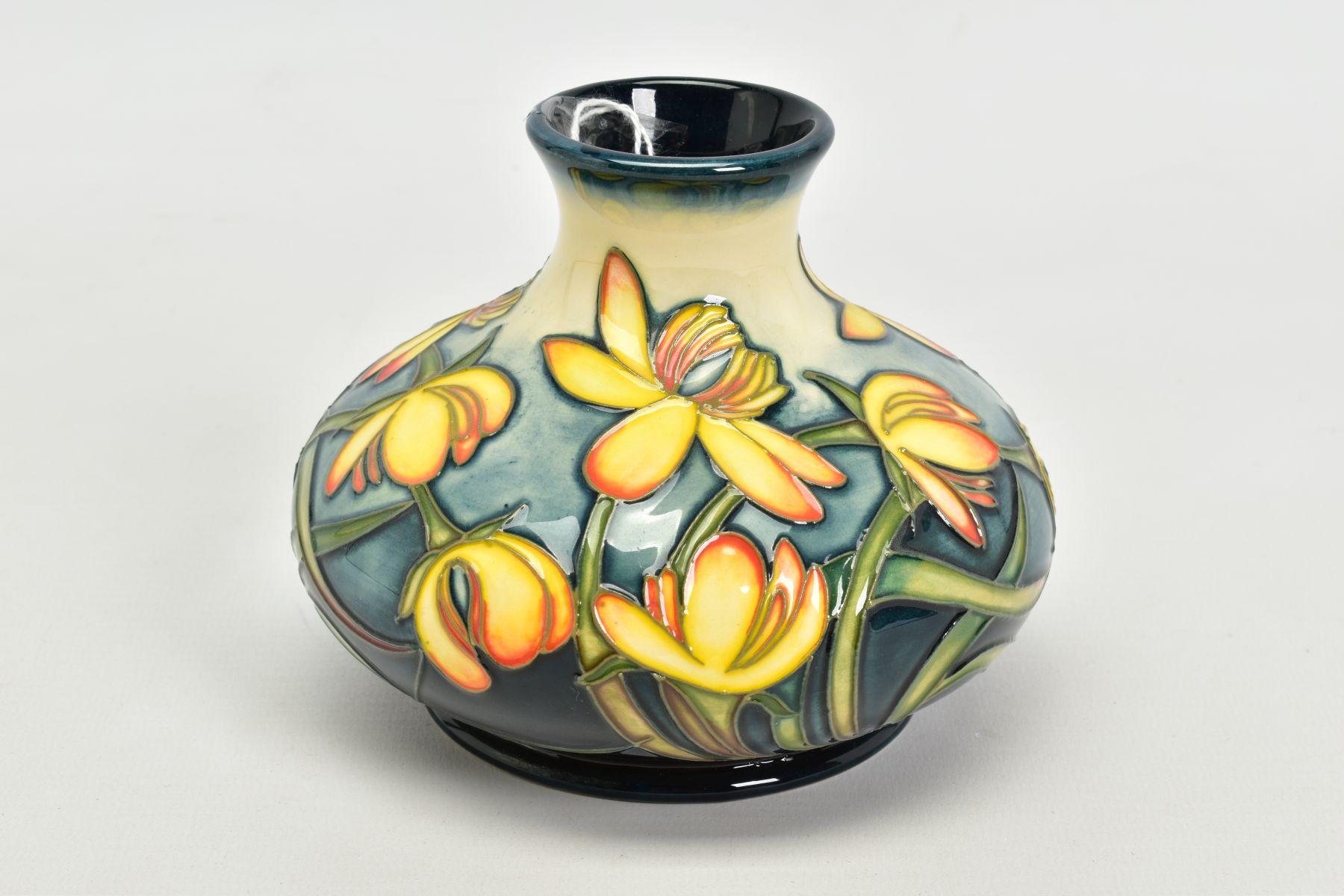 A MOORCROFT POTTERY SQUAT VASE 'Celandine', pattern by Emma Bossons, impressed backstamp, painted No - Image 2 of 4