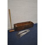 A VINTAGE GAMAGES, HOLBORN, ALL ENGLAND SPECIAL CROQUET SET, in its original pine box (distressed