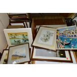 PAINTINGS AND PRINTS, to include a watercolour of a female figure carrying a load on her