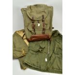 A SWISS ARMED FORCES RUCKSACK/BACKPACK, 'Salt and Pepper' canvas, all complete with frame, belt,