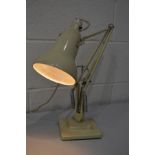 A GEORGE CARWARDINE FOR ANGLE POISE, a cream painted desk lamp on a square stepped base (PAT