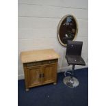 A PINE TWO DOOR CABINET with two drawers, width 78cm x depth 48cm x height 80cm together with a