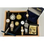 A SELECTION OF WRISTWATCHES AND CUFFLINKS, to include six wristwatches such as a gentleman's citizen