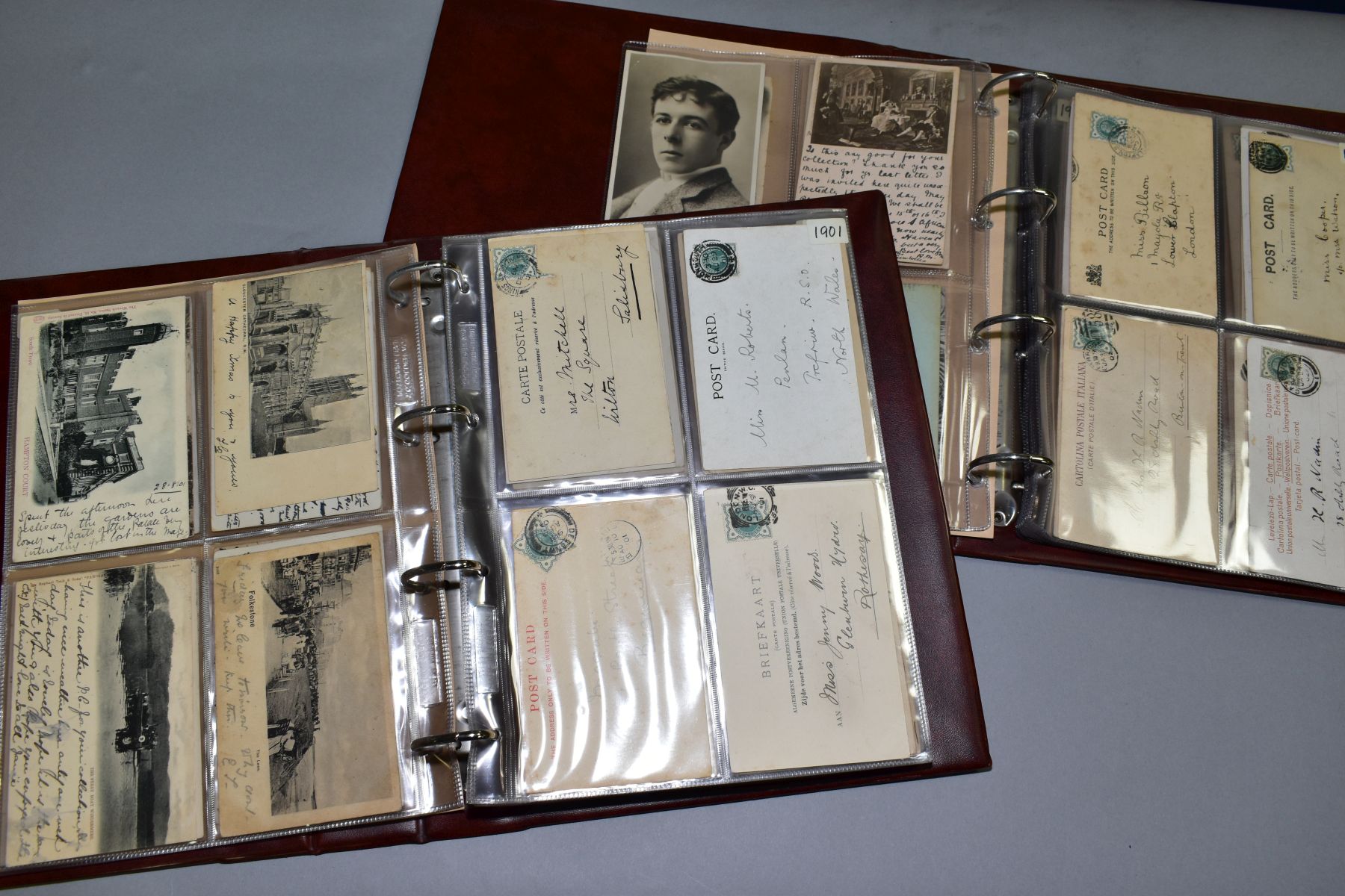 VICTORIAN/EDWARDIAN POSTCARDS AND POSTAL HISTORY ARCHIVE, two albums containing approximately one - Image 2 of 5