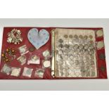 A SELECTION OF ITEMS, to include a silver charm bracelet suspending thirty charms such as a silver