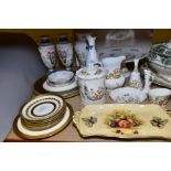 AYNSLEY 'COTTAGE GARDEN', to include a pedestal cake plate, vases, biscuit barrel, water jug and