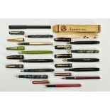 A COLLECTION OF VINTAGE FOUNTAIN PENS, including a Mabie Todd Swan Self Filler 3160 in black and