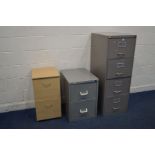 A RONEO VICKER METAL FOUR DRAWER FILING CABINET (key) together with a metal two drawer filing
