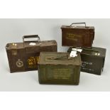 FOUR ORIGINAL AMMUNITION BOXES FOR .303 (WOODEN), 7.62x51 NATO, .50 Browning (UK) and .50