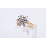 A LATE 20TH CENTURY DIAMOND CLUSTER RING, estimated modern round brilliant and eight cut diamond