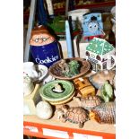 A COLLECTION OF WADE CERAMICS, to include Tortoises, Hedgehog, trinket boxes, Chimpanzee Posey vase,