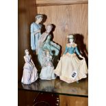 FIVE COALPORT AND WEDGWOOD FIGURINES, comprising Coalport 'Beau Monde Deborah', Beau Monde