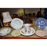 CERAMICS AND GLASS ETC, to include a Burleigh Ware washbowl and jug, Le Creuset 1.6 litre pie