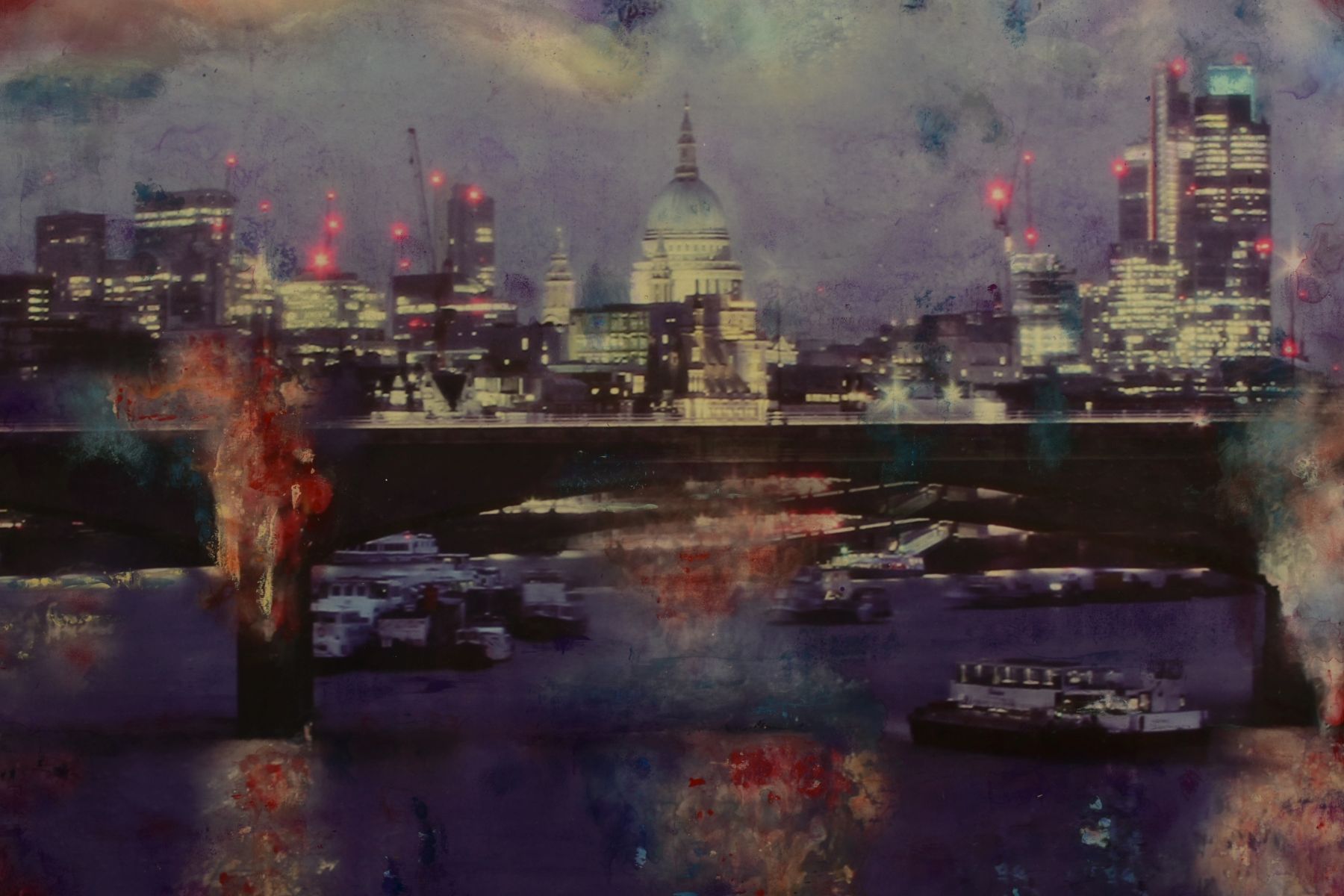ANNIE BLANCHET ROUZE (FRENCH CONTEMPORARY) 'THE BLUE HOUR ON THE CITY II', a London cityscape, - Image 2 of 9