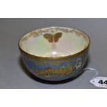 A CROWN DEVON FIELDINGS LUSTRINE FOOTED BOWL, decorated with butterflies, dragonflies and lizards,