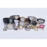 A MISCELLANEOUS COLLECTION OF WATCHES, to include modern quartz and mechanical hand wound watches,