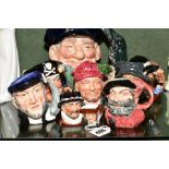 NINE ROYAL DOULTON CHARACTER JUGS, comprising Old Charley D6144, Beefeater D6251, Captain Ahab