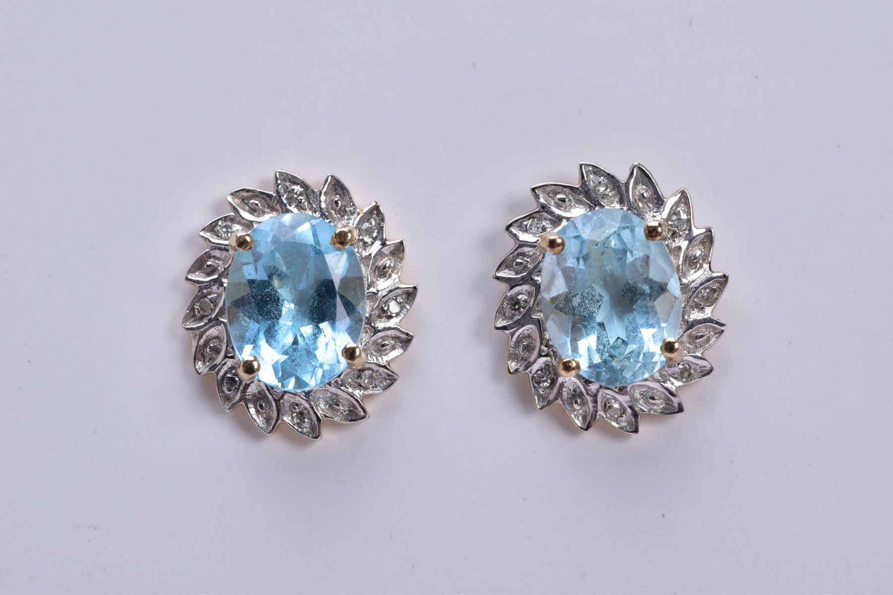 THREE PAIRS OF GEM SET EARRINGS, to include a pair of sapphire and diamond cluster earrings, - Image 2 of 5