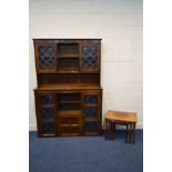 TWO MODERN OAK DRESSER TOPS, and a nest of three tables (3)